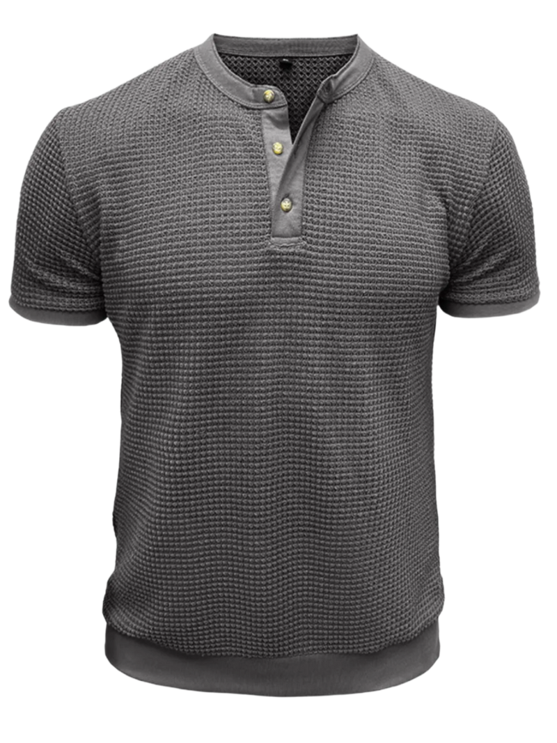 Men's Textured Henley Short Sleeve