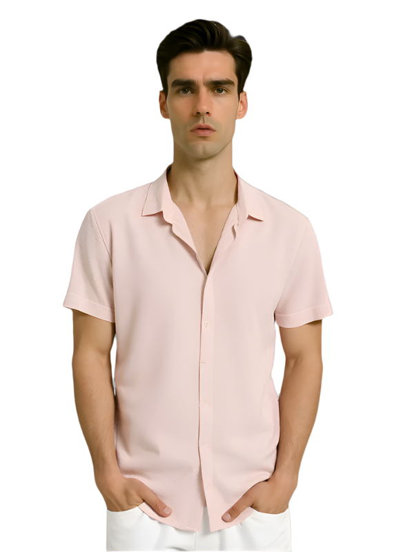 Men's Collared Short Sleeve Button-Up