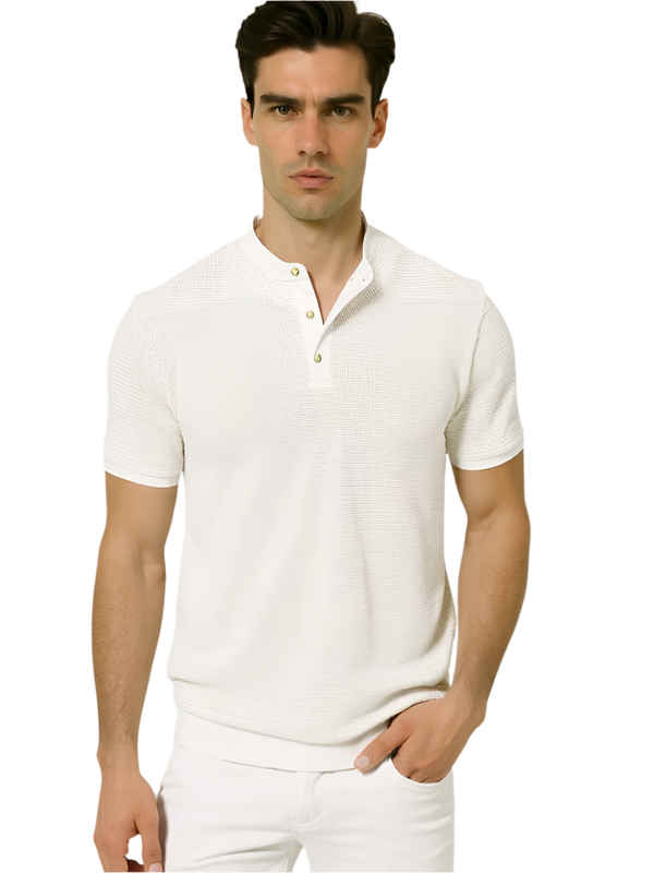 Men's Textured Henley Short Sleeve