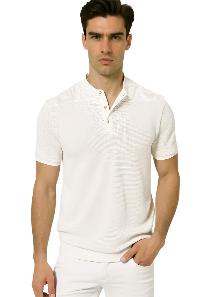 Men's Textured Henley Short Sleeve
