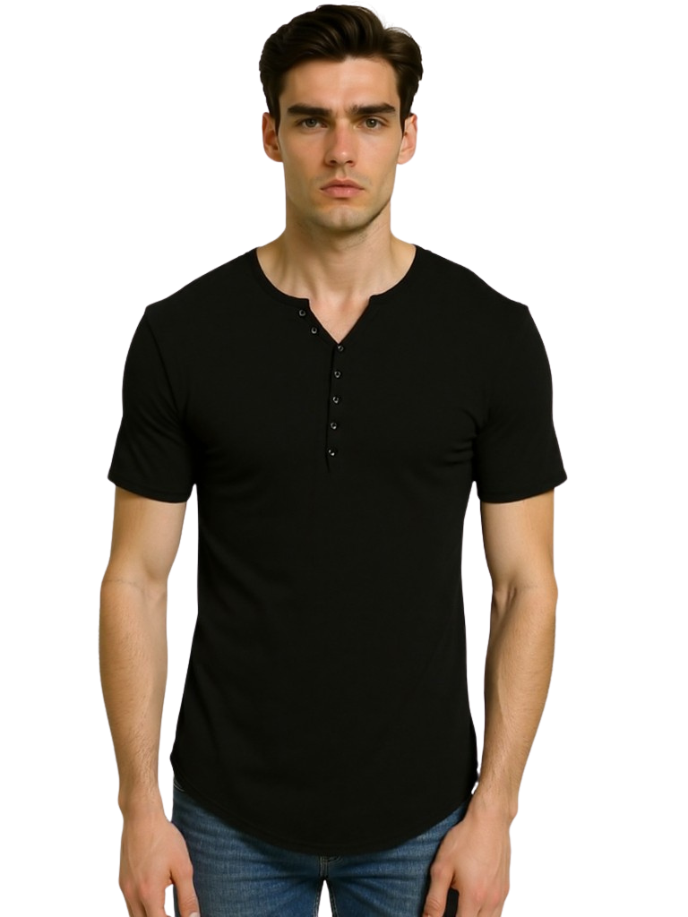 Men's Button Detail Short Sleeve Polo