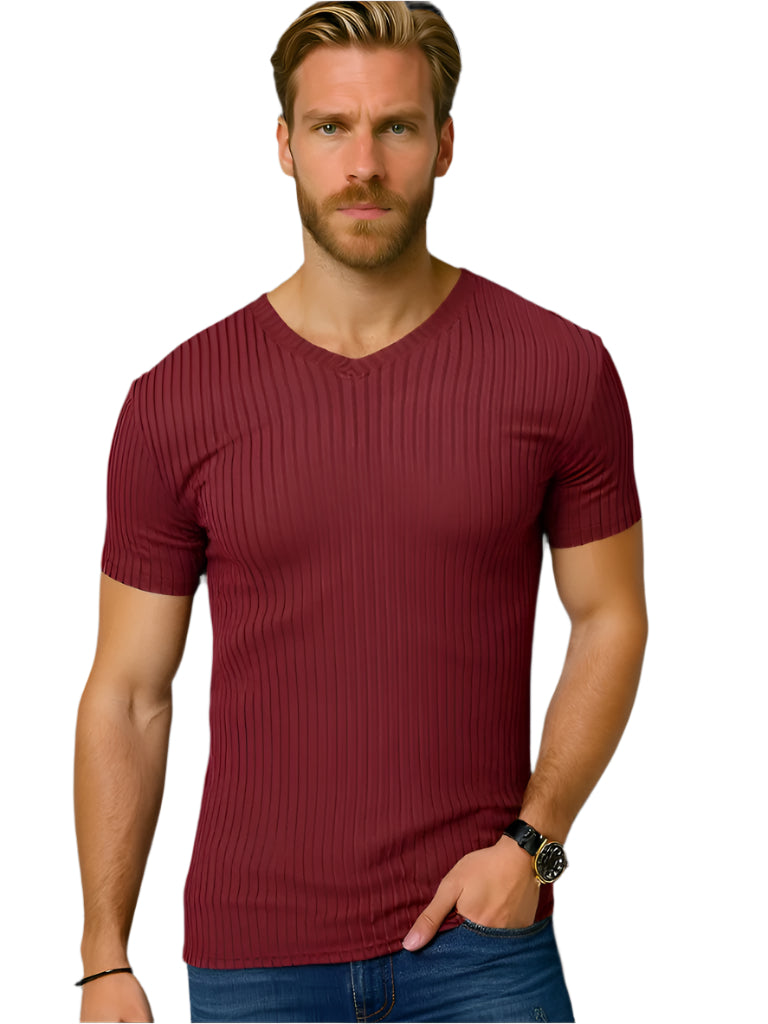 Men's Ribbed V-Neck T-Shirt