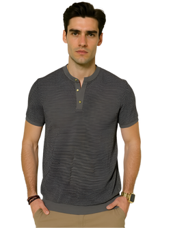 Men's Textured Henley Short Sleeve
