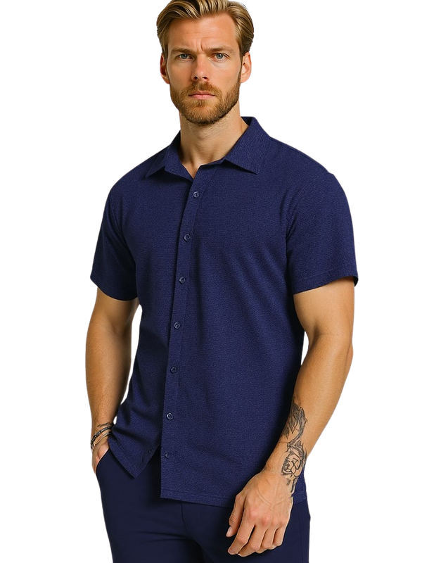 Collared Neck Shorts Set