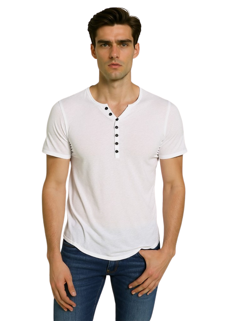 Men's Button Detail Short Sleeve Polo