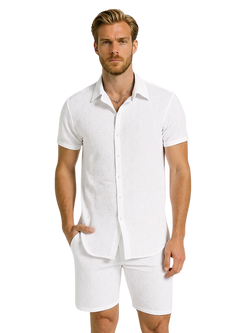 Collared Neck Shorts Set