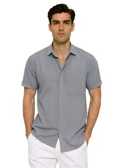 Men's Collared Short Sleeve Button-Up